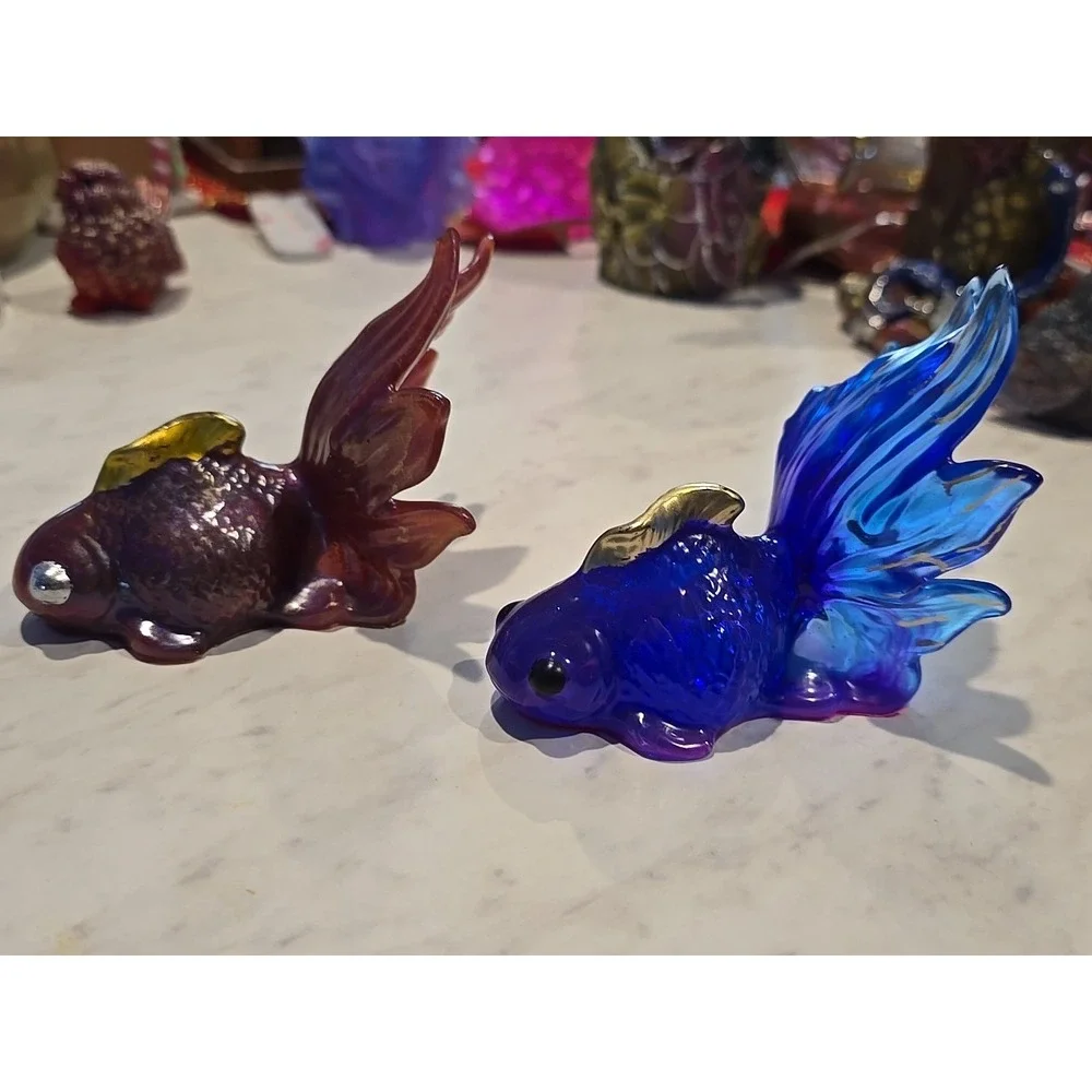 Handmade Resin Goldfish  Red Purple Blue‎ Decoration Gift 648